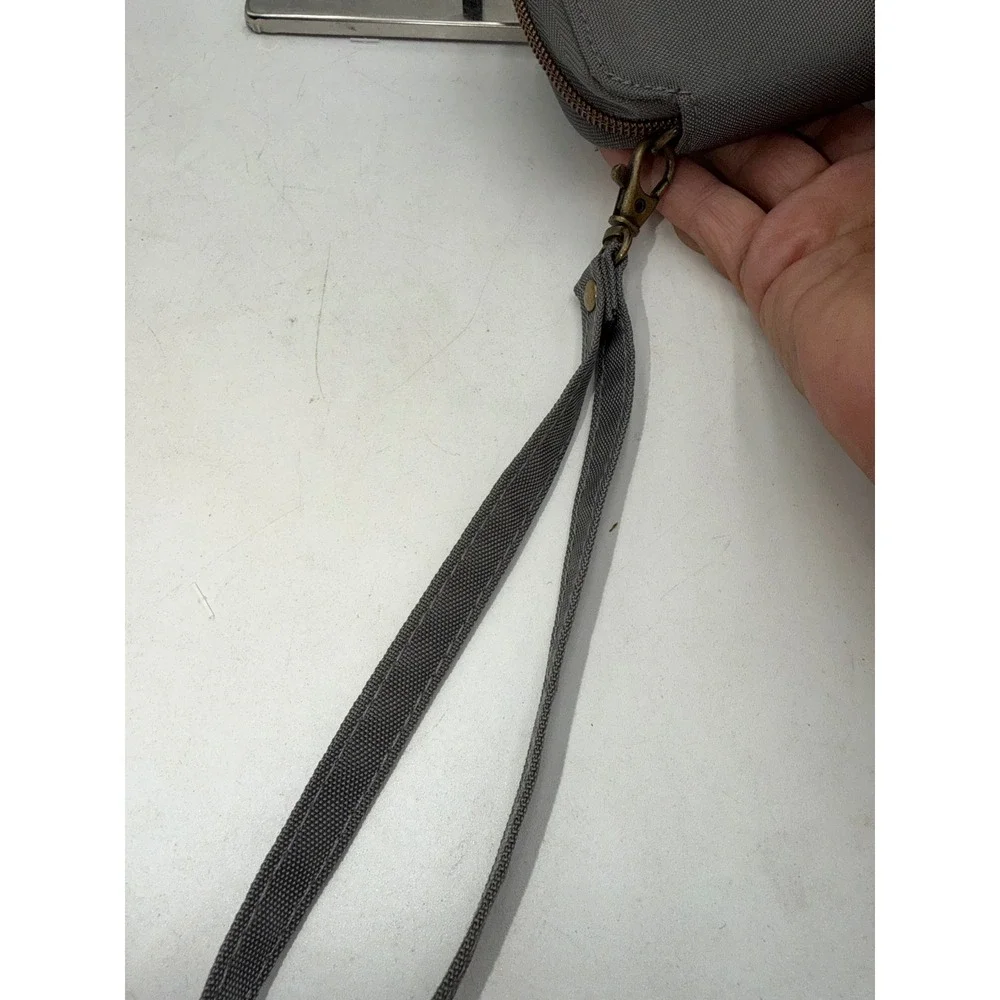 Travelon RFID Blocking Wristlet Wallet Gray Purple Nylon Travel Clutch New